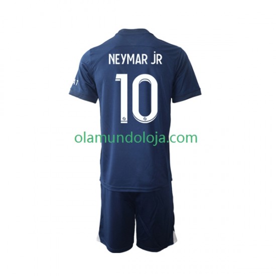Camisola Paris Saint-Germain Neymar Jr 10 Criança Equipamento Primeiro 2022-2023 Manga Curta